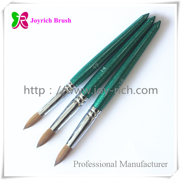 JRA5-Green wooden handle acrylic kolinsky nail brush
