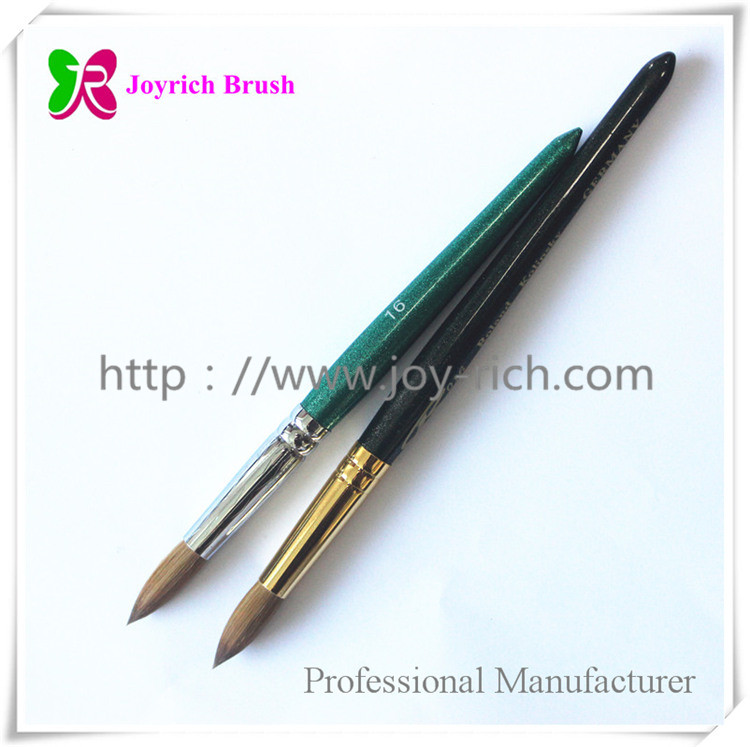 JRA5-Green wooden handle acrylic kolinsky nail brush