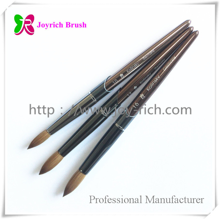 JRA12--Coffee metal handle with kolinsky hair acrylic nail brush
