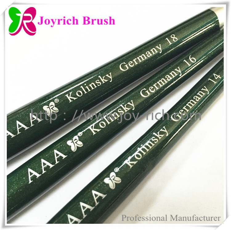 JRA7-Green wooden handle with kolinsky hair acrylic nail brush