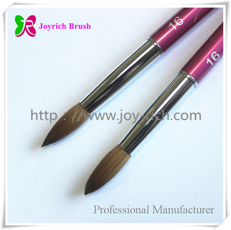 JRA19--Pink metal handle kolinsky hair acrylic nail brush