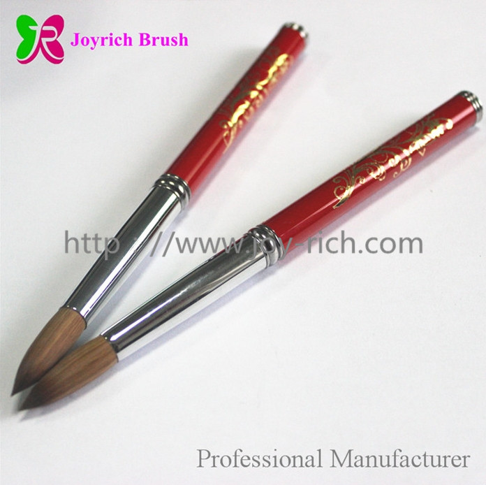JRA18-- Red metal handle kolinsky hair acrylic nail brush