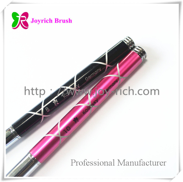 JRA21--Pink metal handle with laser engraving kolinsky hair acrylic nail brush