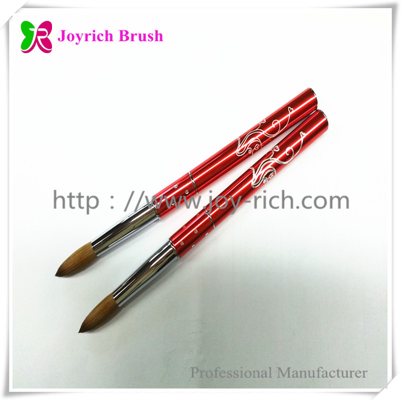 JRA23--Red metal handle kolinsky hair acrylic nail brush