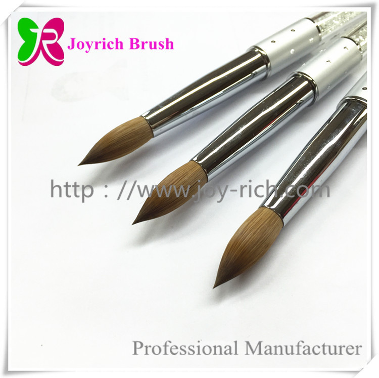 JRA31--Silver metal handle with rhine stone kolinsky hair acrylic nail brush
