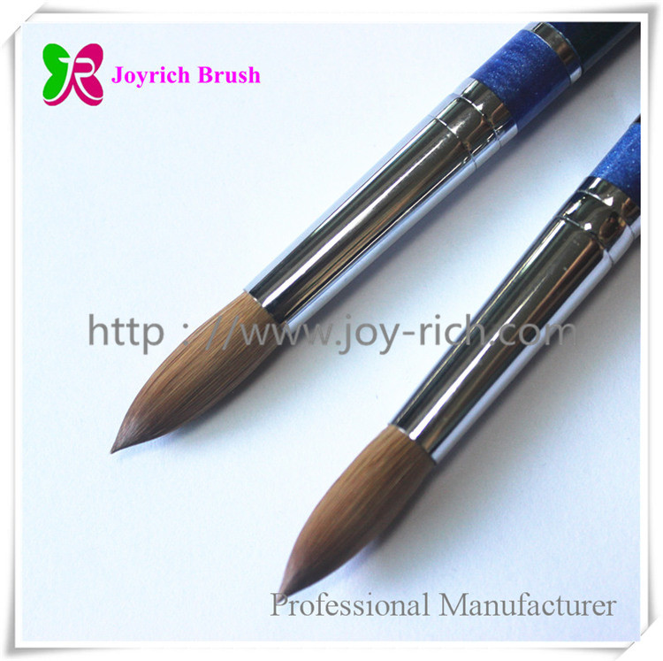 JRA29--Blue metal handle kolinsky hair acrylic nail brush