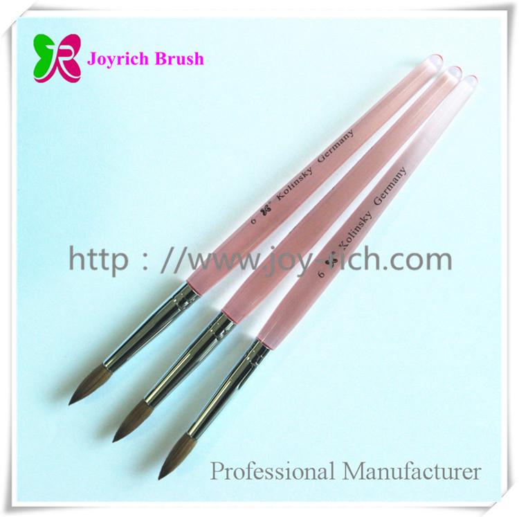 JRA40--Pink acrylic handle kolinsky hair acrylic nail brush