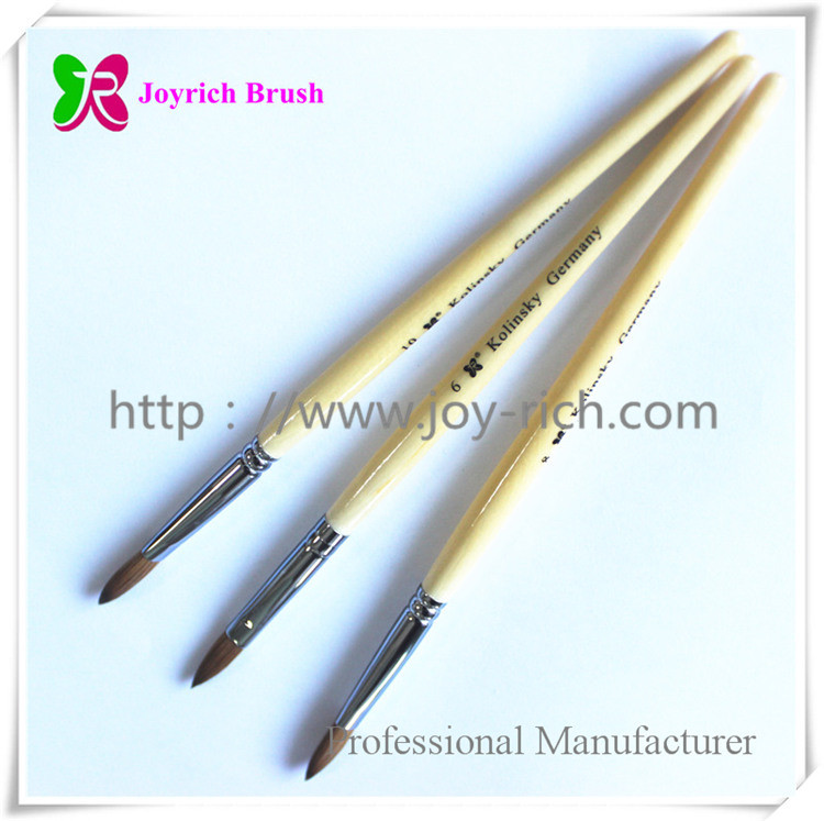JRA52--Natural wooden handle kolinsky hair oval acrylic nail brush