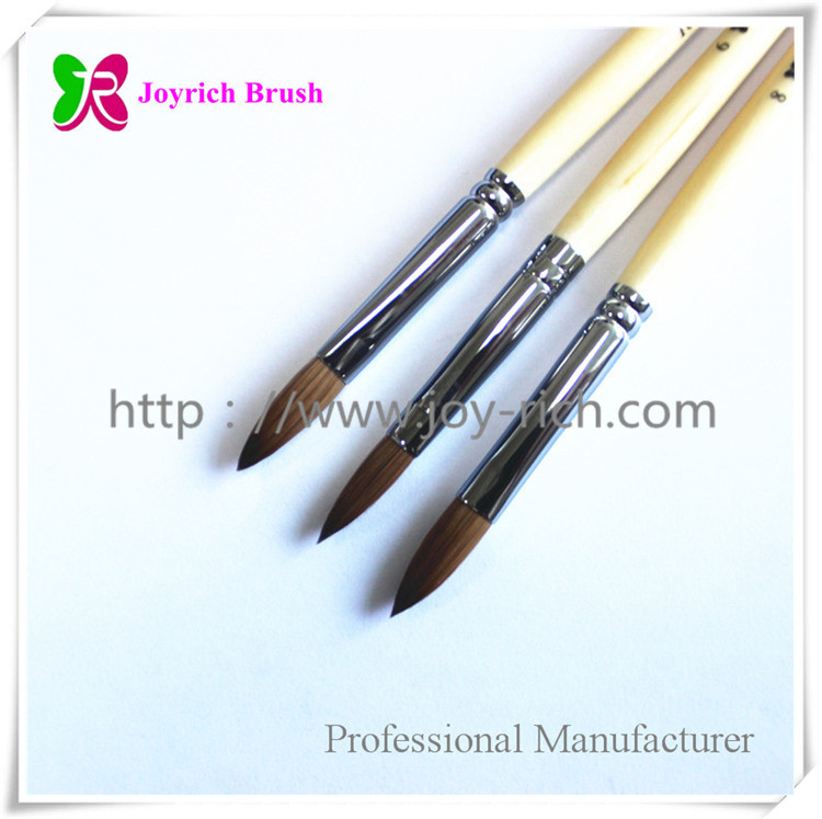 JRA52--Natural wooden handle kolinsky hair oval acrylic nail brush