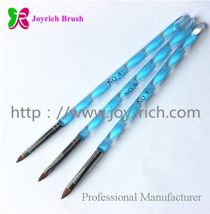 JRS1--Blue acrylic handle kolinsky hair 3D nail brush