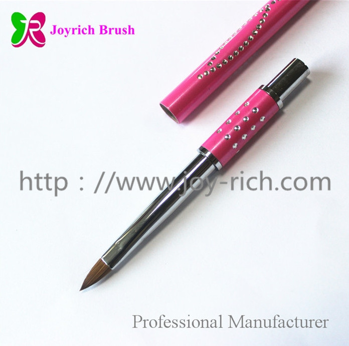 JRS5--Pink metal handle kolinsky hair 3D nail brush
