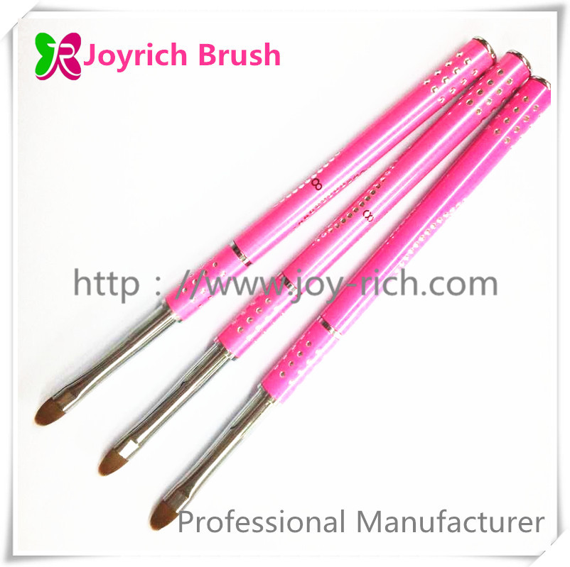 JRG2--Pink metal handle kolinsky hair gel nail brush
