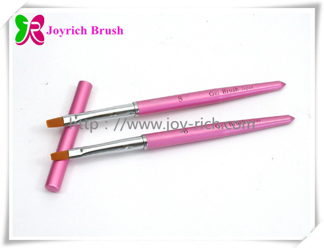 JRG2--Pink metal handle kolinsky hair gel nail brush