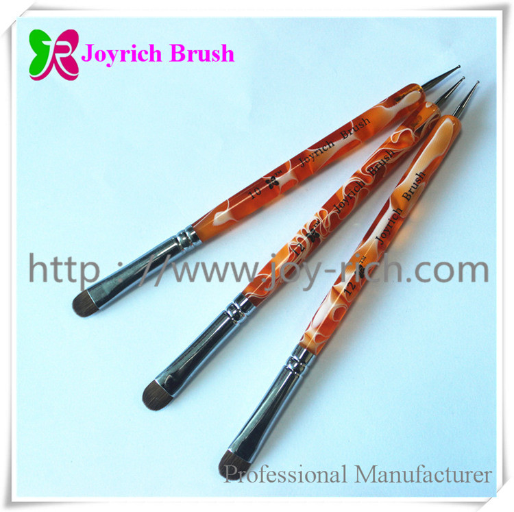 JRF7--Orange acrylic handle french nail brush
